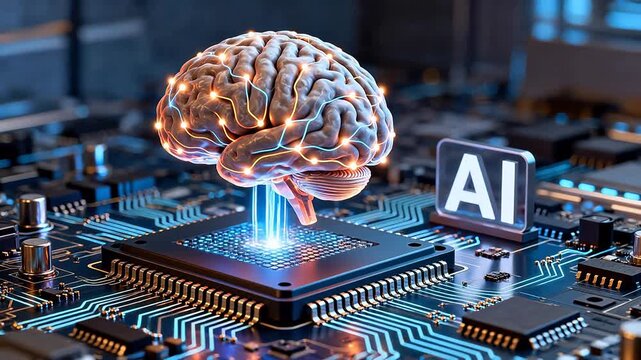 AI brain on circuit board