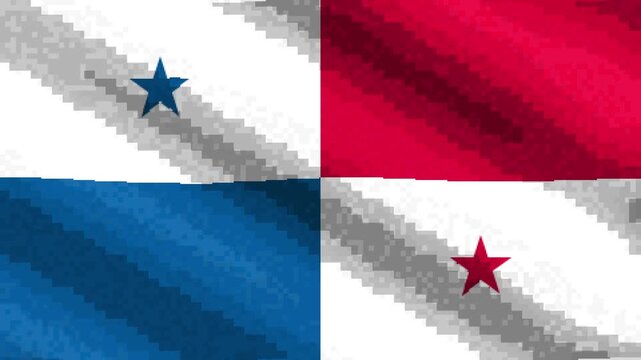 Panama national flag waving pixel art animation