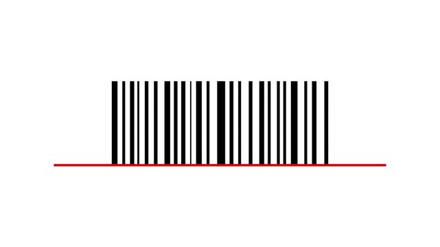 Red barcode laser scanner. Animation of scanning line movement from top to bottom.