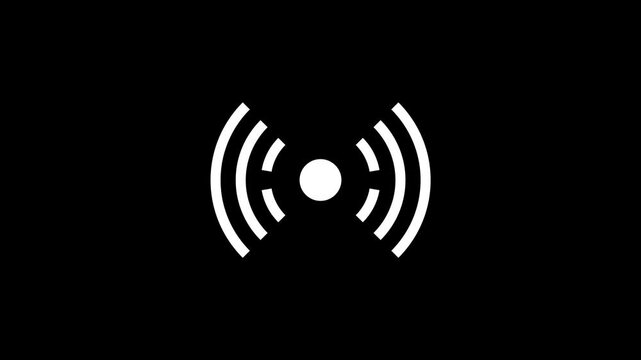 Animation of radio waves for wireless data transmission. Attempt to improve the wifi signal and connect the hotspot router.