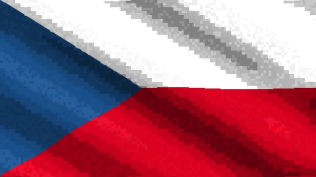 Czech Republic national flag waving pixel art animation