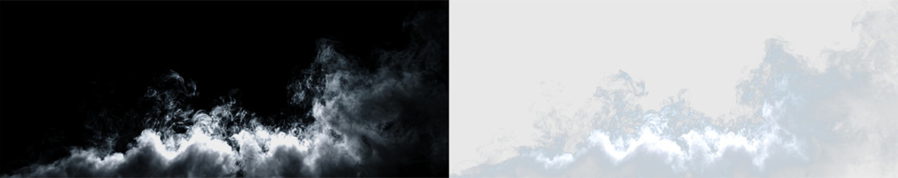 White clouds scattered in a blue sky with a few gray tones during the day, on a transparent background