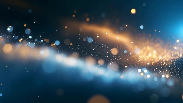 Cosmic abstract light particles bokeh background glow wonder mystery swirling golden blue