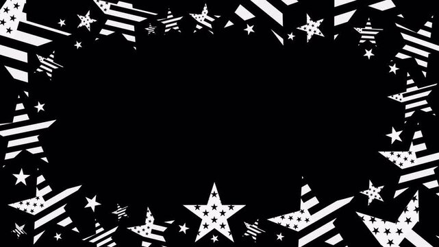Alpha channel abstract american flag frame border motion animation video in 4k with usa flag style stars. Usa freedom flag frame motion graphics to use for 4th july independence day project. 