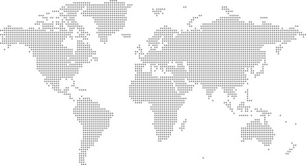Fototapeta premium World map dotted halftone dark gray pattern globe vector illustration