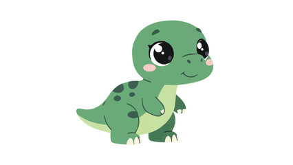Obraz premium Cute Cartoon Dinosaur Character with Big Eyes and Friendly Expression.