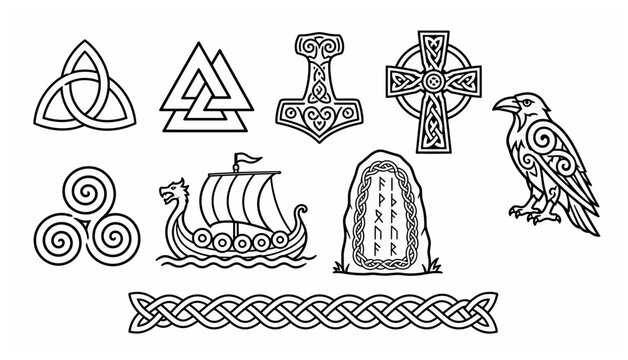 Celtic symbols and Viking icons.