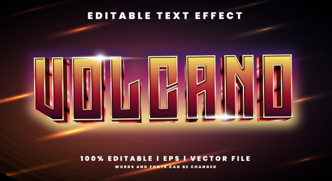Editable volcano 3d text effects, gradient colors.