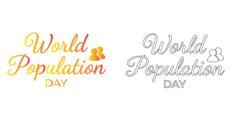 World population day typography with family silhouette color and outline versions © Md