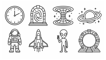 Space Exploration Line Icons Set. © penguasa