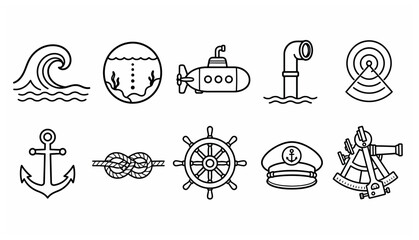 Nautical icons and symbols. © penguasa