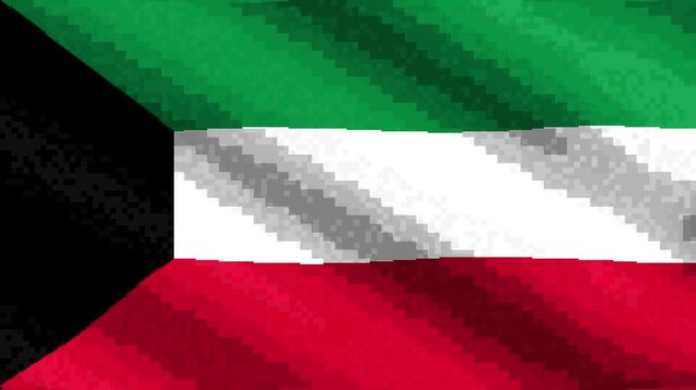 Kuwait national flag waving pixel art animation