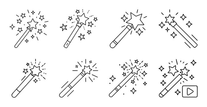 Exploding fireworks on colorful sticks - Vibrant vector illustration of fireworks bursting from sticks in a dynamic, celebratory style.