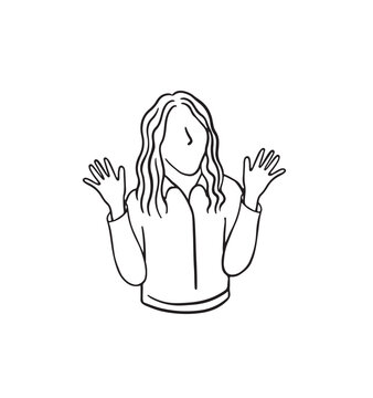 a person saying hello! hallo! hi! an icon of welcoming, vector illustration, hand drawn illustration