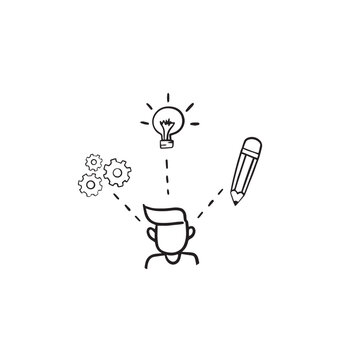 hand drawn icon for a multi-talent person, vector illustration, hand drawn illustration