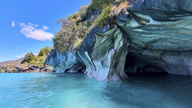 Capillas de Marmol in Lago General Carrera in Patagonia on the Carretera austral, Patagonia, Chile