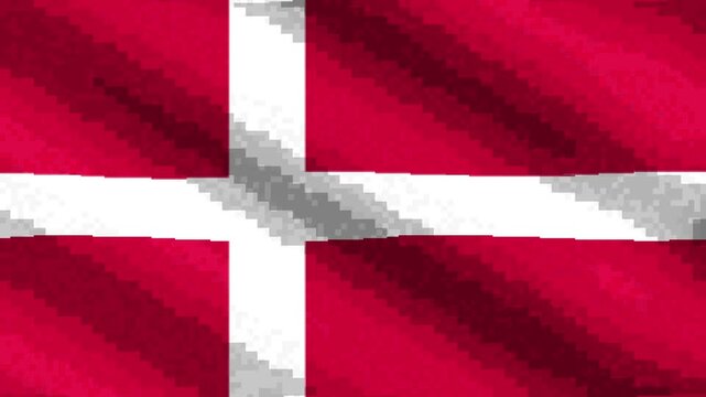 Denmark national flag waving pixel art animation