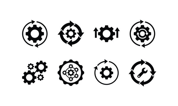 Gear and repair tool icons for technical service settings.