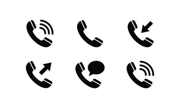 Incoming and outgoing telephone call icons for mobile app.
