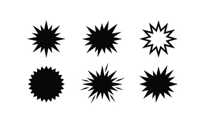 Star burst shapes collection in black silhouette vector style. © Rasel475