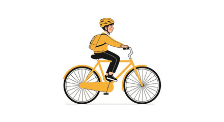 Fototapeta premium Man riding bicycle with yellow safety gear.