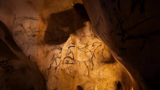 Rock art detail from the Chauvet-Pont-d'Arc cave. 