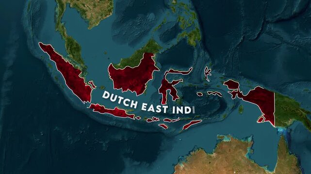 Dutch East Indies Map Animation. Historical map animation of the Dutch East Indies 4k.