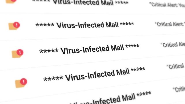 Virus-infected Mail scroll-up animation. Mail UI on Webmail. Email virus Seamless Loops.