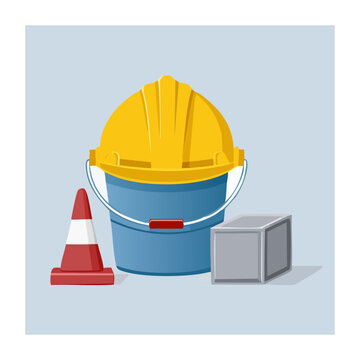 Construction Safety Equipment Flat Design Illustration