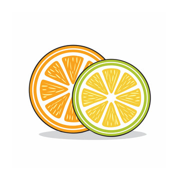Orange and Lime Slices Flat Illustration