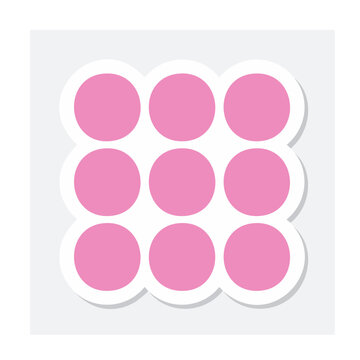 Pink Circles Grid Icon on White Background