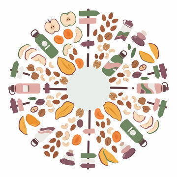 Healthy food and drink ingredients circle.