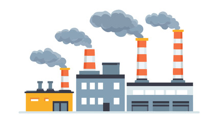 Obraz premium Industrial Factory with Smoke Emissions and Chimneys.