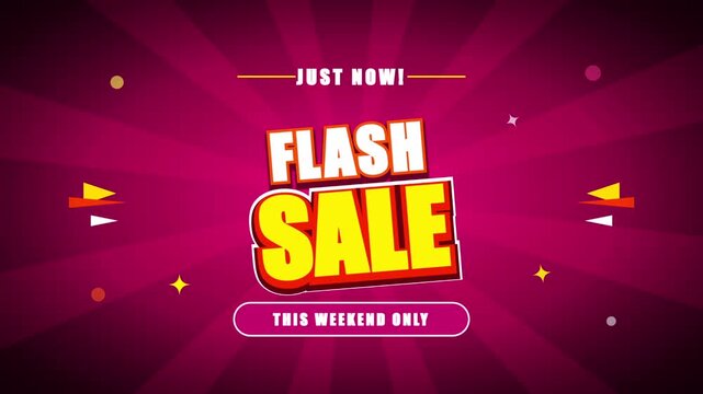 Flash sale banner with weekend offer on pink background