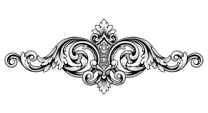 Classical acanthus leaf horizontal scrollwork ornament