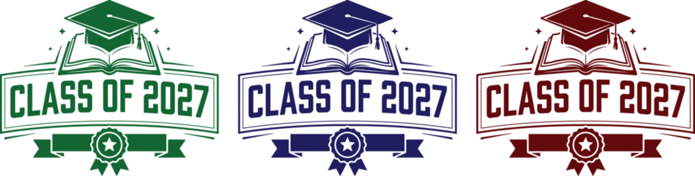 class of 2027 badge ribbon emblem set