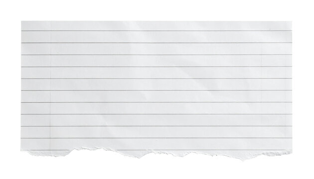 Blank torn lined paper note with transparent background