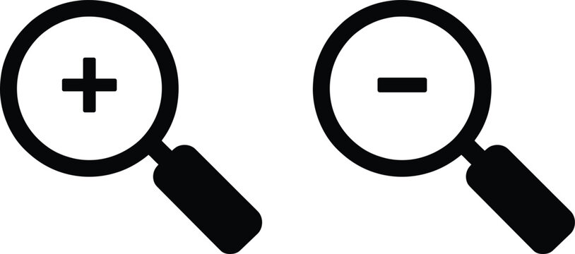 Magnifying glass icons showing plus and minus signs