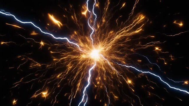 電撃放電バーストの衝撃エフェクト背景動画