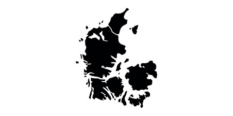 Obraz premium Black silhouette of Denmark map white background