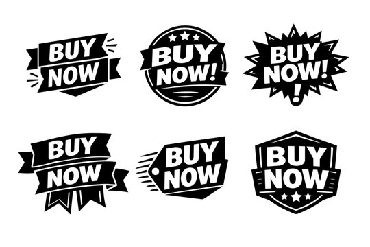 Buy now buttons in various styles for websites, e-commerce, promotions, and online shopping call to action