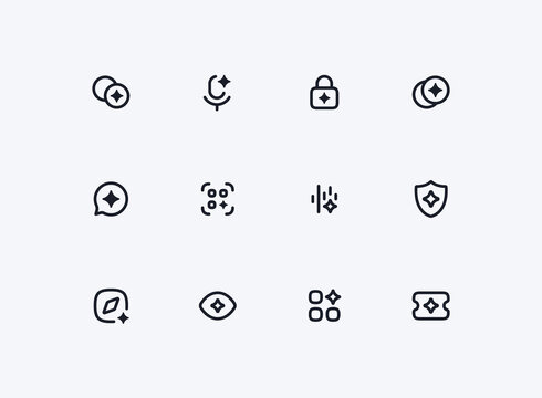 AI Technology Line Icon Set with Editable Stroke. Artificial Intelligence Coins, Voice Assistant and Ticket symbols, 48x48 Pixel Perfect Line Shapes for Neural Network Mobile app UI UX design