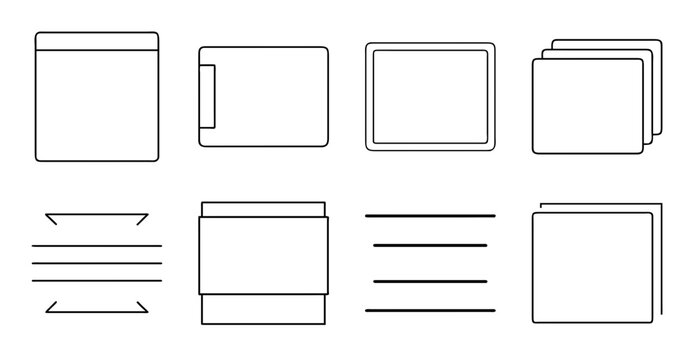 Flat design document and notebook icons set - Minimalist vector icons showing documents, notebooks, and books in flat style for web and app design projects.