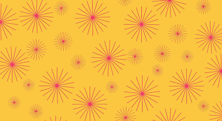 Festive pink starburst patterns on vibrant yellow background © Entung
