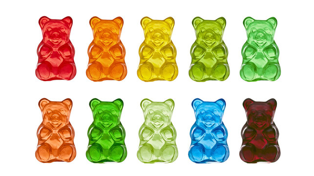 Assortment of colorful gummy bear candies