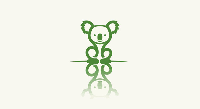 Green Koala Bear Illustration with Circular Design Elements.