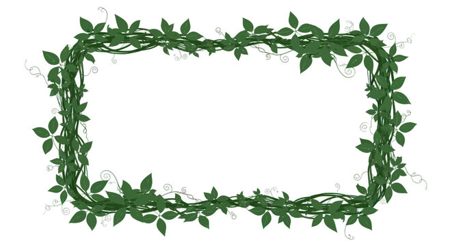 Natural green vine border with lush leaves and twisting stems