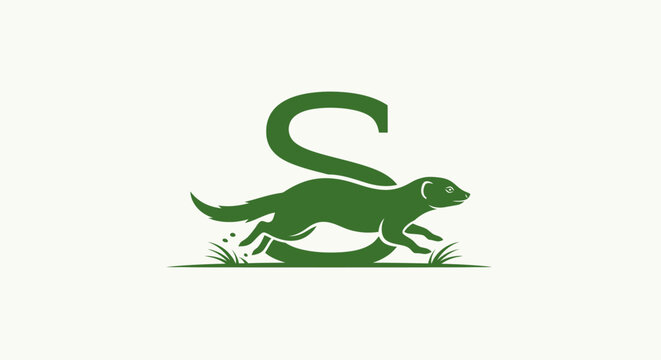 Green lizard logo with curved tail design.
