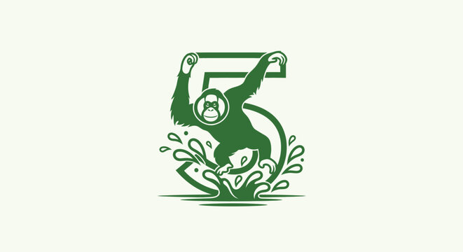 Green Gorilla Logo with Water Splash Design.
