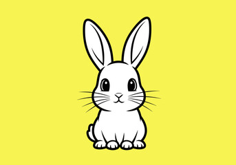 Obraz premium Cute White Cartoon Bunny Rabbit Illustration